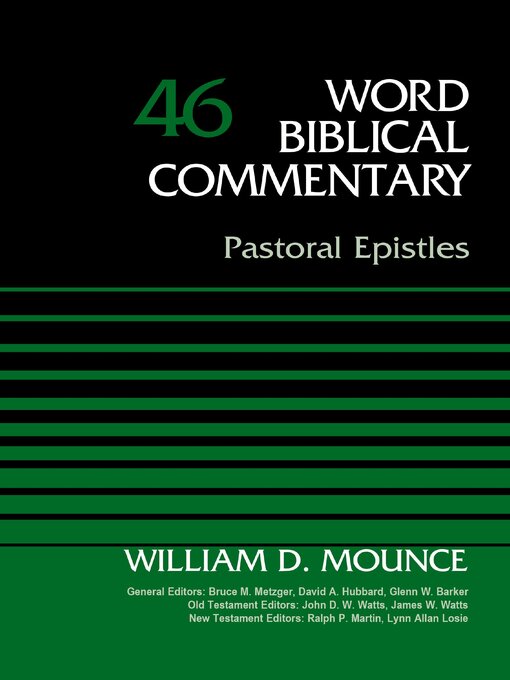 Title details for Pastoral Epistles, Volume 46 by Bruce M. Metzger - Available